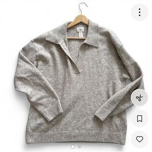 H&M Neutral Beige Collared V-Neck Women's Sweater